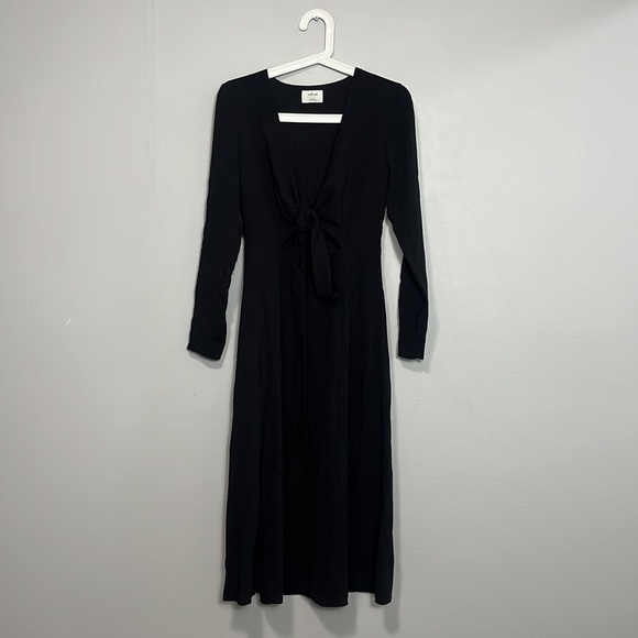 Aritzia Wilfred Aubagne Wrap Midi Dress Black Size 2 - Picture 2 of 6